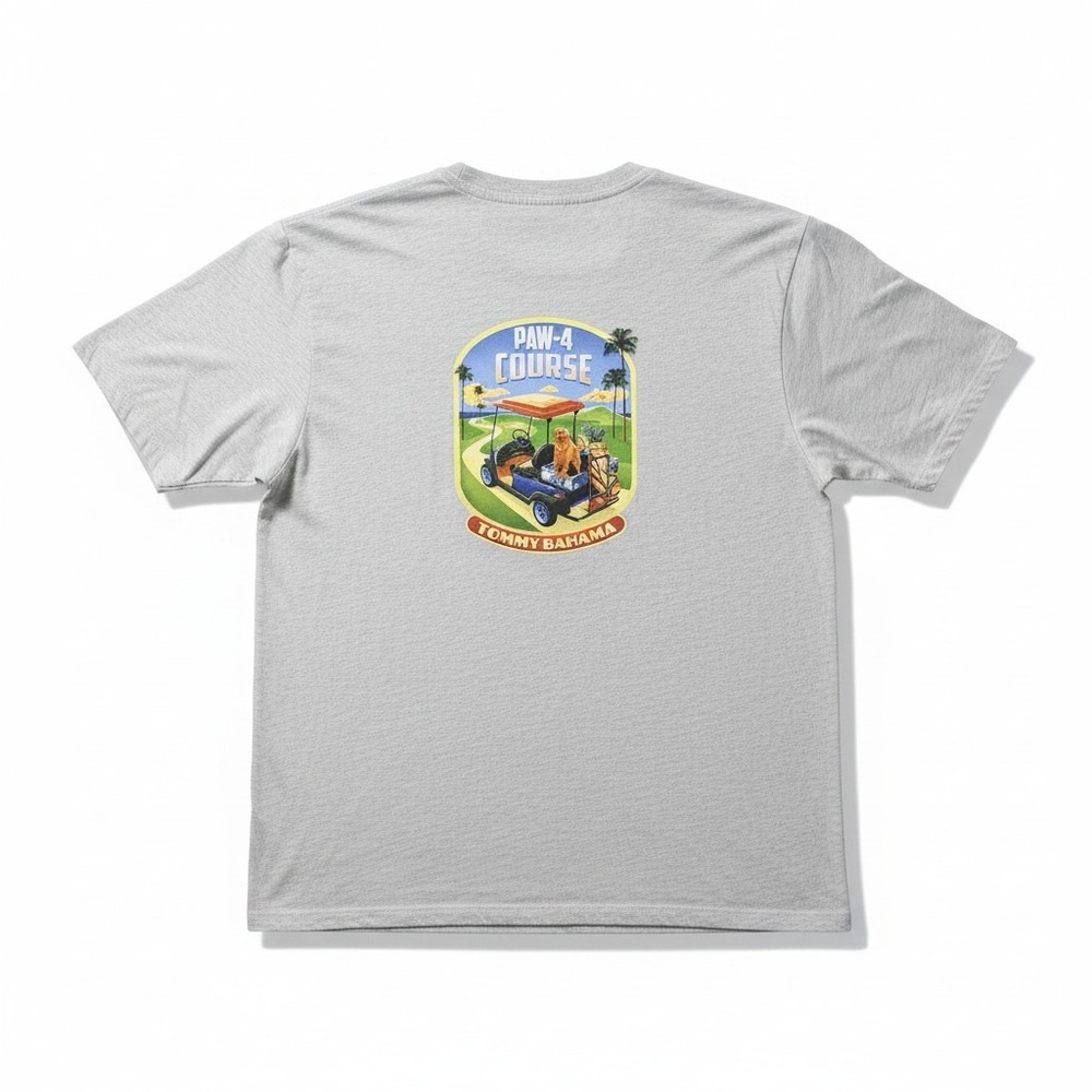 Tommy Bahama Paw-4 Course Golf Dog Graphic T-Shirt White Pocket Tee Men's XXL
